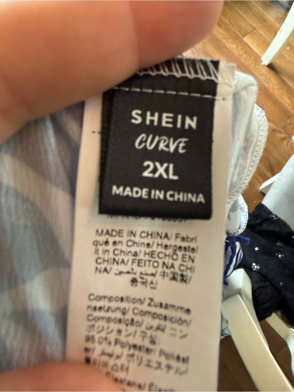 SHEIN White Maxi Dress with Blue Floral Print Size 2XL - Picture 6 of 6